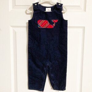 Vineyard Vines Solid Jon Jon Navy Corduroy Tartan Whale NWT Size 18-24 Months